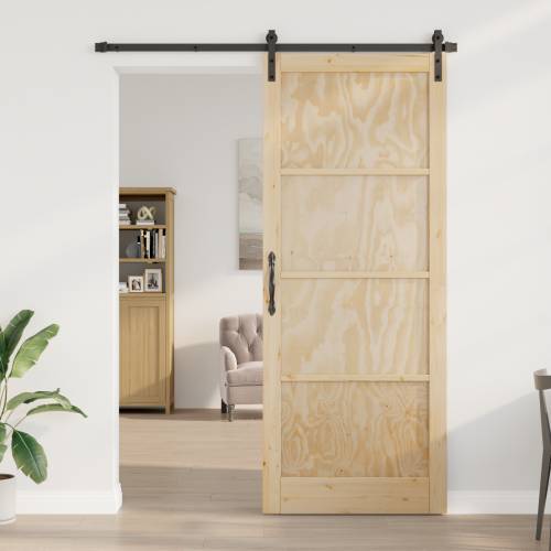 Klizna vrata s setom hardvera 93x232 cm od čvrstog drva borovine Cijena