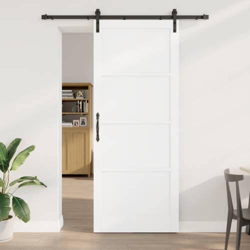 Klizna Vrata s Kompletom Opreme Bijela 93x232 cm Čvrsto Drvo Bor Cijena