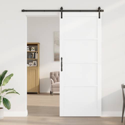 Klizna Vrata s Kompletom Opreme Bijela 93x232 cm Čvrsto Drvo Bor Cijena