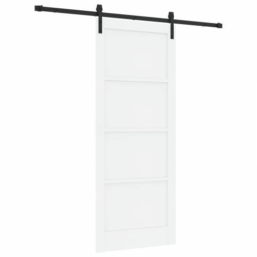 Klizna Vrata s Setom Opreme Bijela 86x211 cm Čvrsto Borovo Drvo Cijena