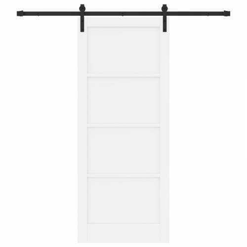 Klizna Vrata s Setom Opreme Bijela 86x211 cm Čvrsto Borovo Drvo Cijena