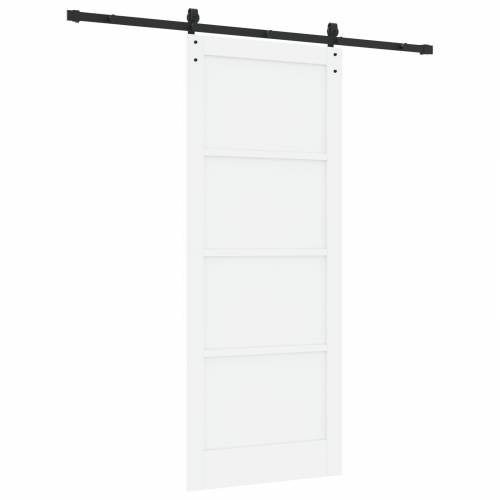 Klizna Vrata s Setom Opreme Bijela 86x211 cm Čvrsto Borovo Drvo Cijena
