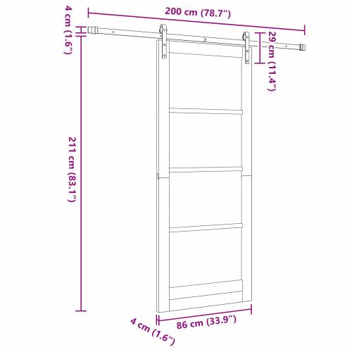 Klizna Vrata s Setom Opreme Bijela 86x211 cm Čvrsto Borovo Drvo Cijena