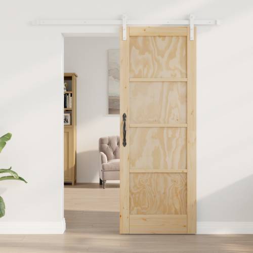 Klizna Vrata s Kompletom Opreme 73.5x198.5 cm Čvrsta Drva od Bora Cijena