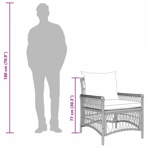 Vrtna stolica s jastučićima Crna 60x70x78 cm Poli Ratan Cijena