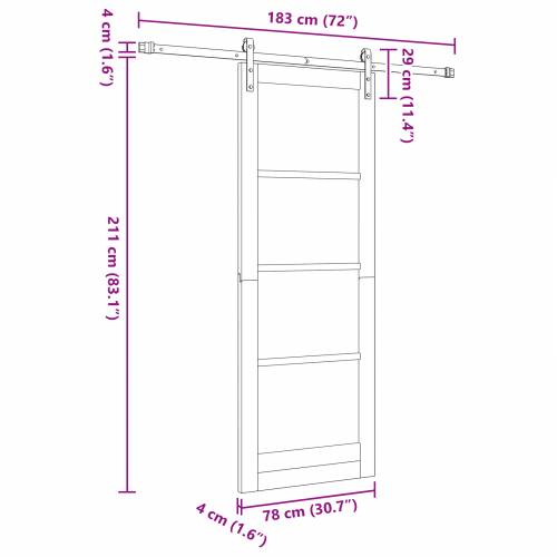 Klizna Vrata s Setom Opreme 78x211 cm Čvrsta Drvena Bor Cijena
