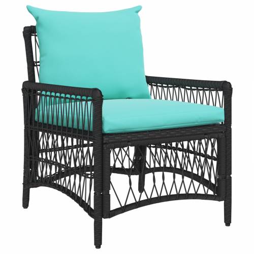 vrtna stolica s jastucima crna 60x70x78 cm poli ratan Cijena