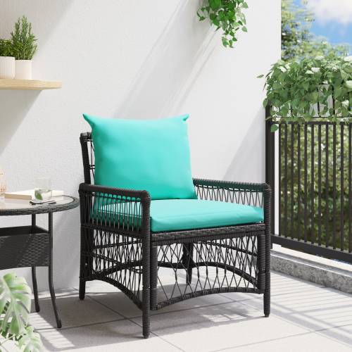 vrtna stolica s jastucima crna 60x70x78 cm poli ratan Cijena