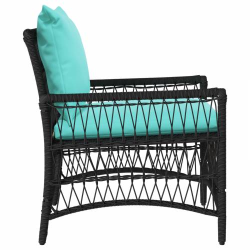 vrtna stolica s jastucima crna 60x70x78 cm poli ratan Cijena