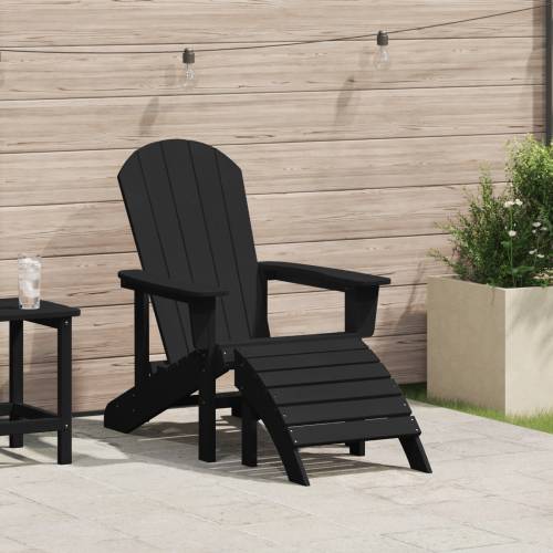 Adirondack stolica s naslonom za noge Crni HDPE Cijena