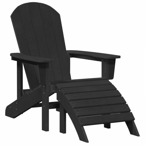 Adirondack stolica s naslonom za noge Crni HDPE Cijena