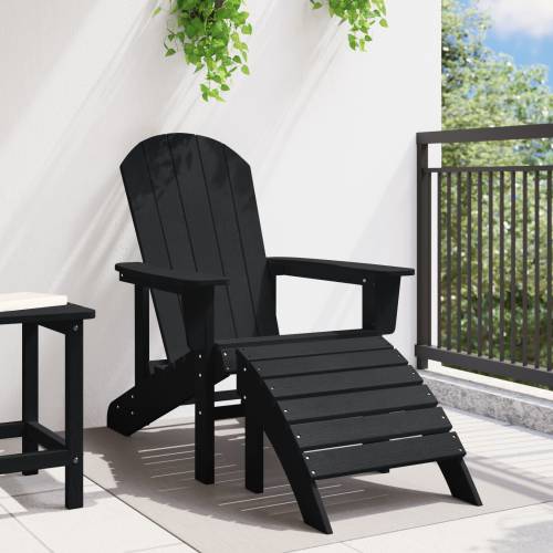 Adirondack stolica s naslonom za noge Crni HDPE Cijena