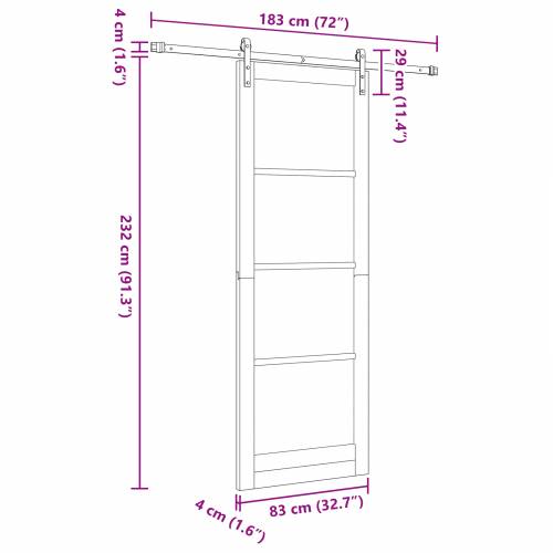 Klizna vrata s setom hardvera bijela 83x232 cm čvrsto drvo bor Cijena