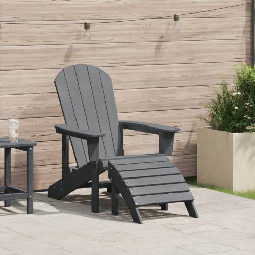 Adirondack stolica s osloncem za noge Svjetlosiva HDPE Cijena
