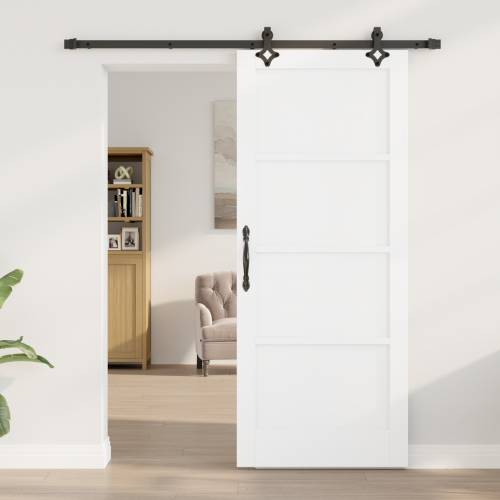 klizna vrata s opremom set Bijela 83x202 cm Čvrsto drvo bor Cijena
