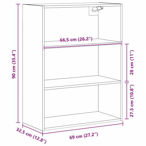 viseci zidni ormarić Crni hrast 69.5 x 32.5 x 90 cm Cijena