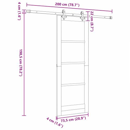 klizna vrata s opremom Set 73.5x198.5 cm Solid Wood Pine Cijena