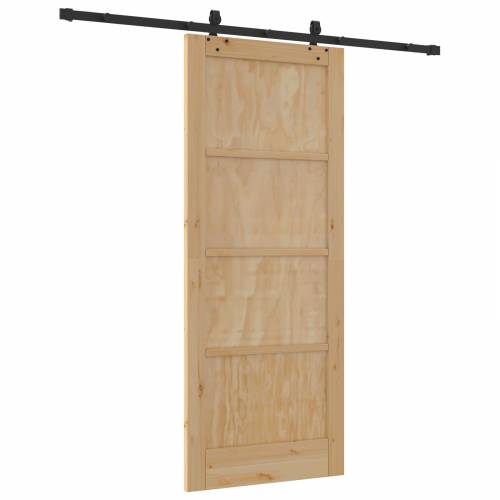 Klizna vrata s setom opreme 83x202 cm od punog borovog drva Cijena