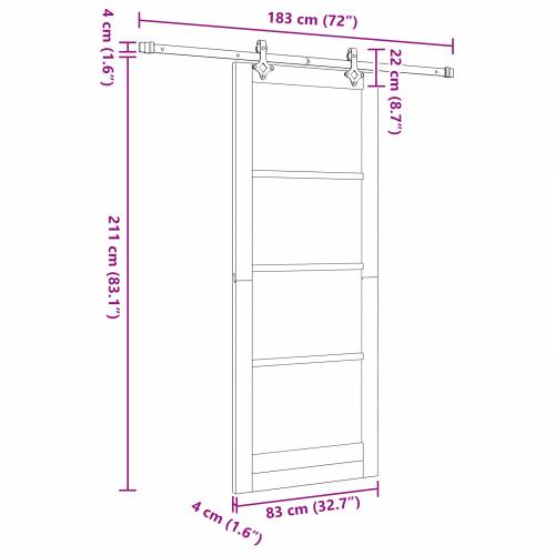 klizna vrata s setom opreme Bijela 83x211 cm Čvrsta drvena borovina Cijena