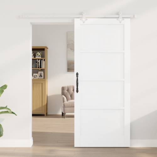 Klizna Vrata s Setom Opreme Bijela 86x198.5 cm Čvrsti Bor Cijena