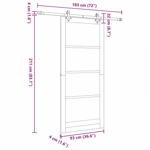klizna vrata sa setom hardvera Bijela 93x211 cm Čvrsta bora Cijena