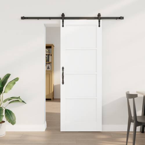 Klizna Vrata s Opremom Set Bijela 73.5x198.5 cm Čvrsta Drvena Bor Cijena