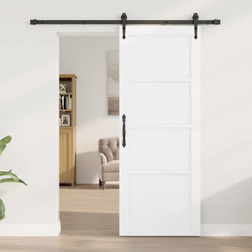 Klizna vrata s setom hardvera bijela 78x202 cm čvrsta borovina Cijena