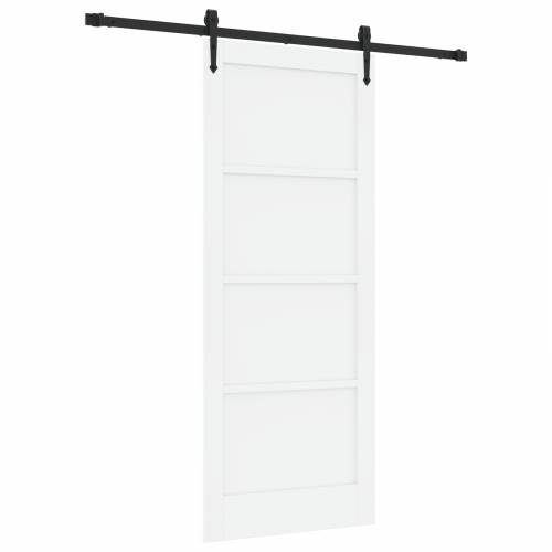 Klizna Vrata s Setom Opreme Bijela 83x202 cm Čvrsta Drvena Bora Cijena