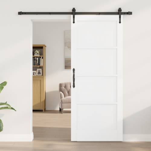Klizna Vrata s Setom Opreme Bijela 83x202 cm Čvrsta Drvena Bora Cijena