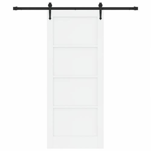 Klizna Vrata s Setom Opreme Bijela 83x202 cm Čvrsta Drvena Bora Cijena