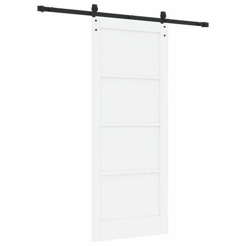 Klizna Vrata s Setom Opreme Bijela 83x202 cm Čvrsta Drvena Bora Cijena