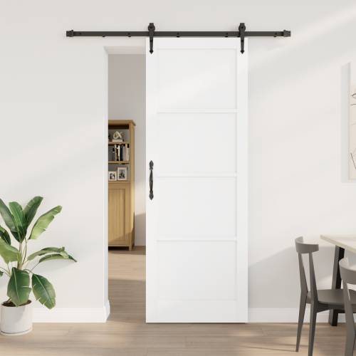 Klizna Vrata sa Setom Opreme Bijela 83x232 cm Čvrsto Drvo Borovine Cijena