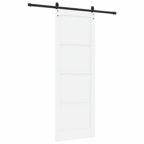 Klizna Vrata sa Setom Opreme Bijela 83x232 cm Čvrsto Drvo Borovine Cijena