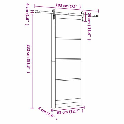 Klizna Vrata sa Setom Opreme Bijela 83x232 cm Čvrsto Drvo Borovine Cijena