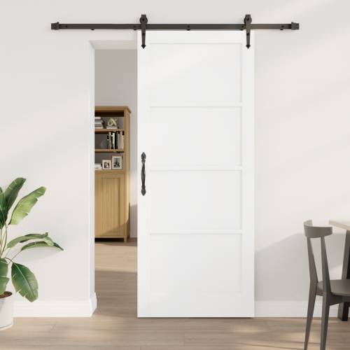 Klizna vrata s setom hardvera Bijela 86x211 cm Od punog drva bor Cijena