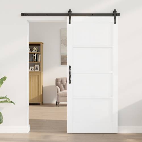 Klizna vrata s setom hardvera Bijela 86x211 cm Od punog drva bor Cijena
