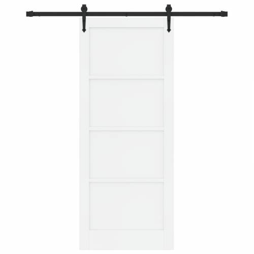 Klizna vrata s setom hardvera Bijela 86x211 cm Od punog drva bor Cijena