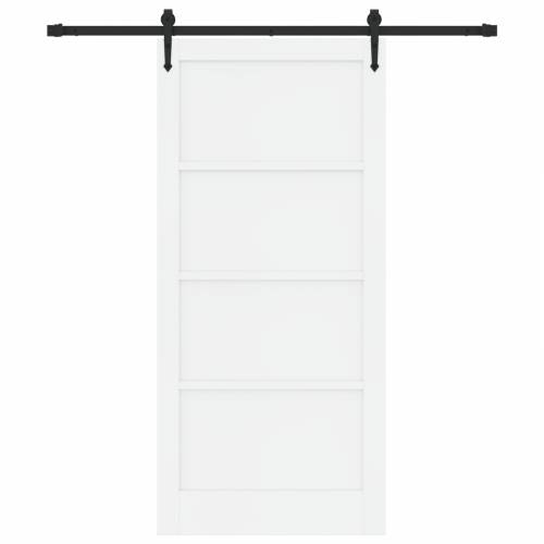 Klizna Vrata s Setom Opreme Bijela 93x202 cm Čvrsto Drvo Bor Cijena