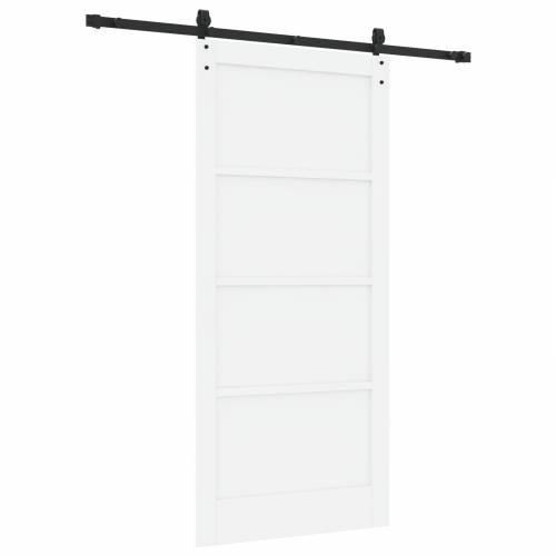 Klizna Vrata s Setom Opreme Bijela 93x202 cm Čvrsto Drvo Bor Cijena