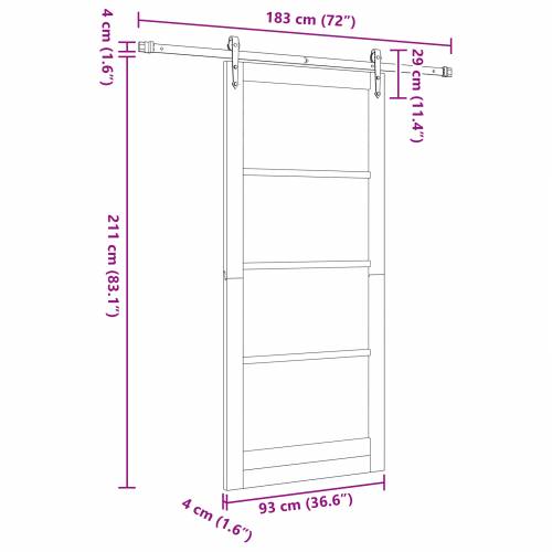 klizna vrata s opremom Set 93x211 cm Masivna borovina Cijena