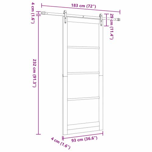 Klizna Vrata sa Oprema Set 93x232 cm Masivna Drvo Borovina Cijena