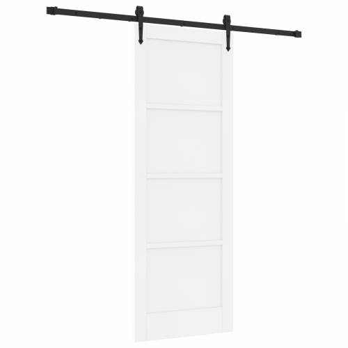 Klizna Vrata sa Setom Opreme Bijela 78x211 cm Čvrsta Drvo Borovina Cijena