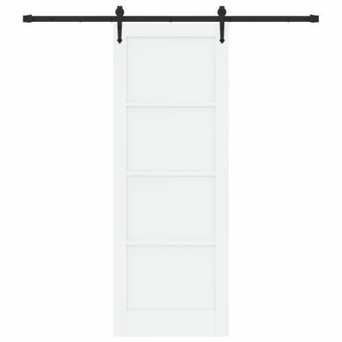 Klizna Vrata sa Setom Opreme Bijela 78x211 cm Čvrsta Drvo Borovina Cijena