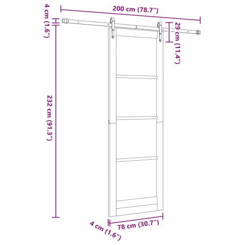 klizna vrata sa hardverskim setom Bijela 78x232 cm Čvrsto drvo Bor Cijena