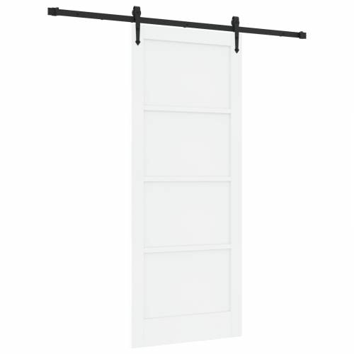 Klizna vrata sa setom opreme Bijela 86x211 cm Čvrsto borovo drvo Cijena