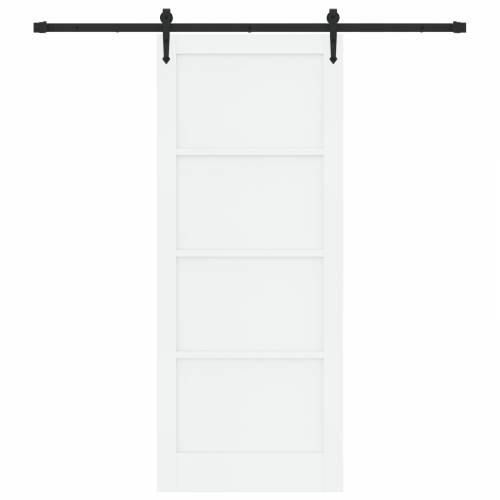 Klizna vrata sa setom opreme Bijela 86x211 cm Čvrsto borovo drvo Cijena