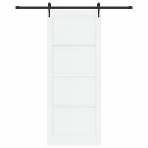 Klizna vrata s priborom Bijela 93x232 cm Čvrsto drvo Bor Cijena
