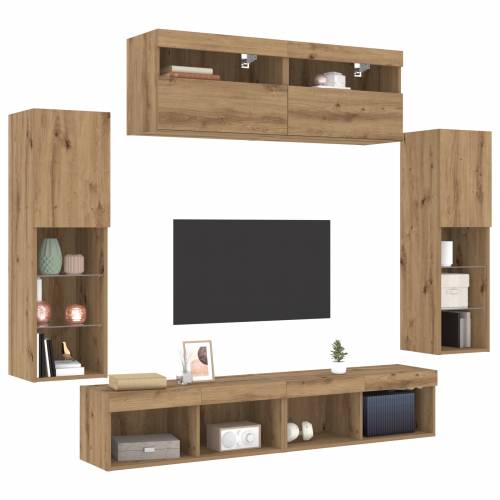 TV Zidni Ormari s LED Svjetlima 2 kom Umjetnički Hrast 80x30x30 cm Cijena