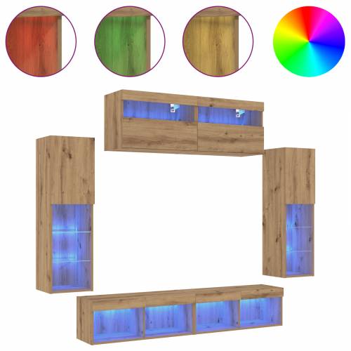 TV Zidni Ormari s LED Svjetlima 2 kom Umjetnički Hrast 80x30x30 cm Cijena