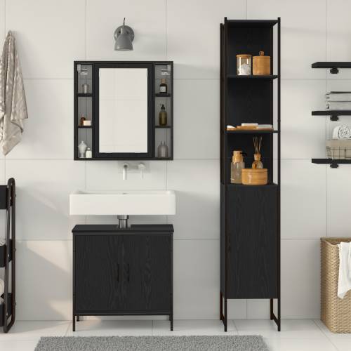 Ormarić za Lavabo - Umivaonik crni hrast 60x30x60 cm konstruirano drvo Cijena